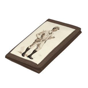 Vintage Golfer with Tobacco Pipe and Boots Tri-fold Wallet