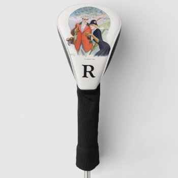 Vintage Golfing Couple Monogrammed Golf Head Cover by DizzyDebbie at Zazzle