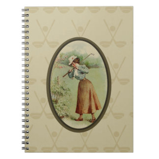 Vintage Golfing Lady Art Notebook