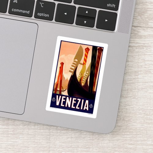 Vintage Gondola Venezia Italy Travel Sticker