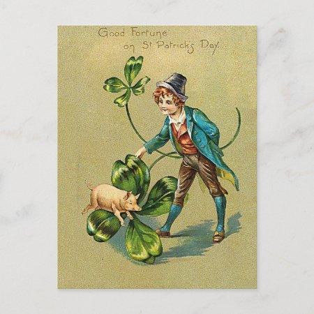 Vintage Good Fortune On St. Patrick's Day Postcard