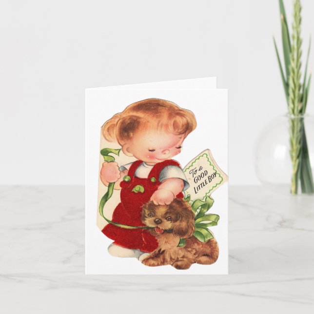 Vintage Good Little Boy Christmas Card (Front)