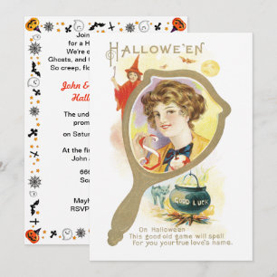 Vintage Good Luck Mirror Halloween Invitation