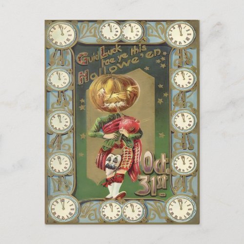 Vintage Good Luck Tae Ye This Halloween Postcard