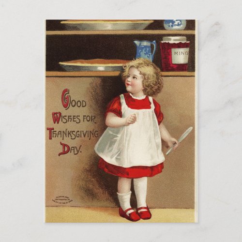 Vintage Good Wishes For Thanksgiving Holiday Postcard