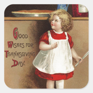 Vintage Good Wishes For Thanksgiving Square Sticker