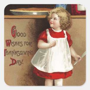 Vintage Good Wishes For Thanksgiving Square Sticker