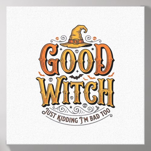 Vintage Good Witch Halloween Typography Design_1 Canvas Photo Tile