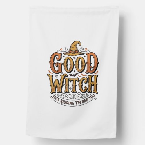 Vintage Good Witch Halloween Typography Design_1 House Flag