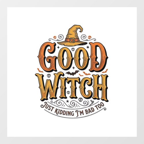 Vintage Good Witch Halloween Typography Design_1 Window Cling
