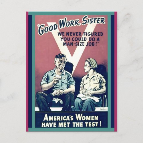 Vintage Good Work Sister Powerful Women copy Postcard