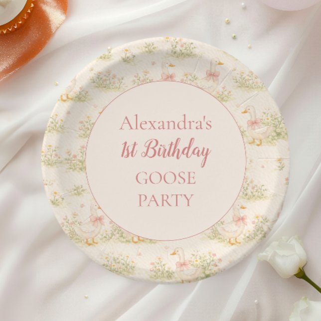 Vintage Goose 1st Birthday Paper Plates (Creator Uploaded)