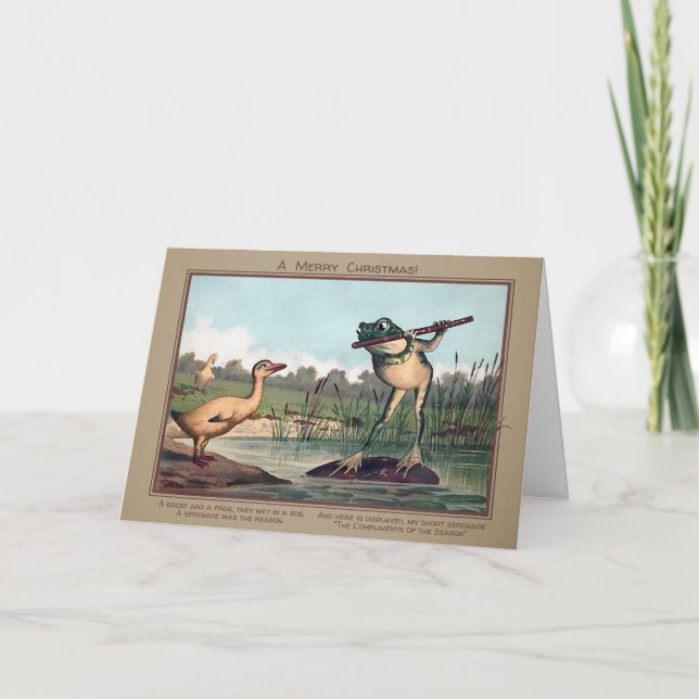 Vintage Goose and a Frog Christmas Card (Front)