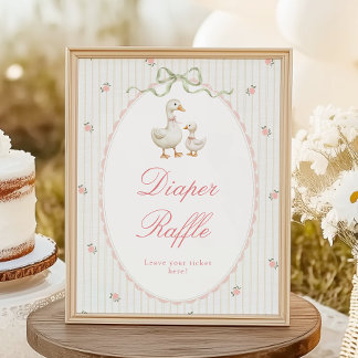 Vintage Goose Baby Shower Diaper Raffle Sign