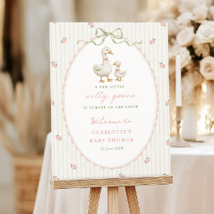 Vintage Goose Baby Shower Welcome Sign