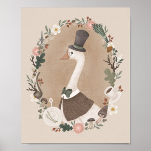 Vintage goose character portrait poster