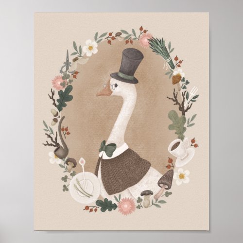Vintage goose character portrait  poster