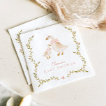 Vintage Goose Girl Baby Shower Napkins<br><div class="desc">This baby shower napkin design features a cute little goose and her mama,  and a whimsical watercolor greenery frame design with pink floral elements.</div>