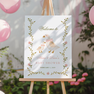 Vintage Goose Girl Baby Shower Welcome Sign
