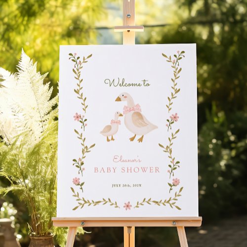 Vintage Goose Girl Baby Shower Welcome Sign