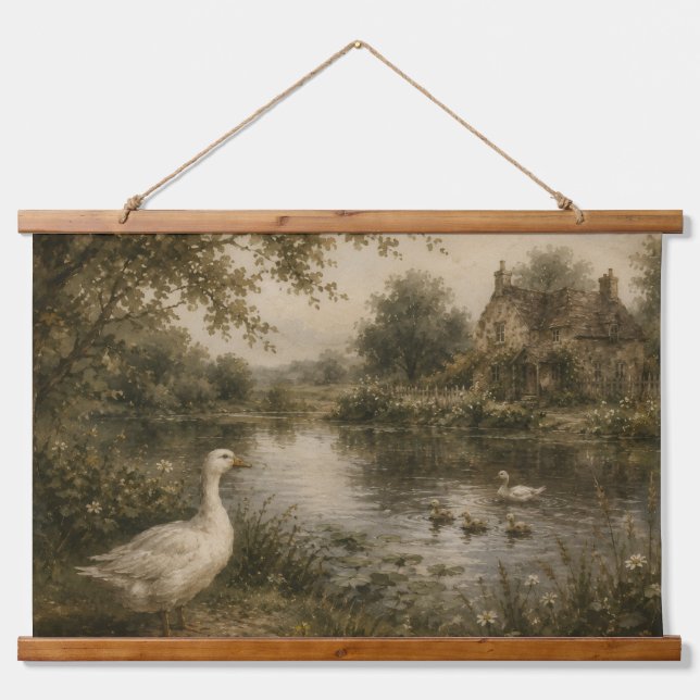 Vintage Goose Pond Cottage Wall Hanging Tapestry (Front)