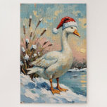 Vintage Goose with Santa Hat by Frozen Christmas Jigsaw Puzzle