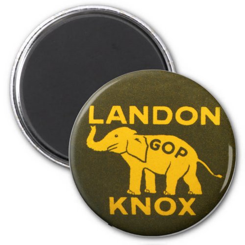 Vintage GOP Landon Knox Political Pin_back Magnet