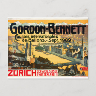Vintage Gordon-Bennett Balloon Race Zurich 1909 Postcard