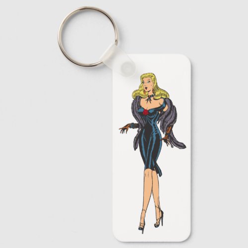 Vintage Gorgeous Glamor Girl Retro Blonde Pinup Keychain