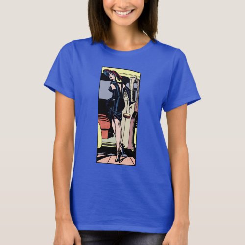 Vintage Gorgeous Glamour Girl Taxi Cab Retro Pinup T_Shirt