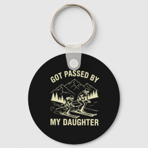 Vintage Got Ped By My Daughter Funny Skiing Father Keychain