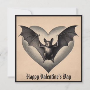 Vintage Goth Bat Valentine Gothic Retro Card