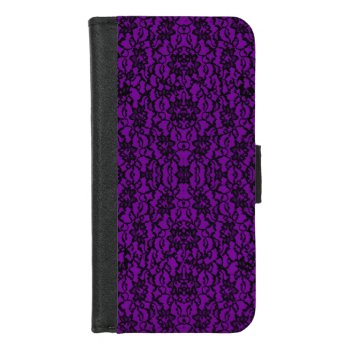 Vintage Goth Dark Purple Lace Wallet Phone Case by UROCKDezineZone at Zazzle