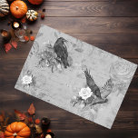 Vintage Goth Decoupage Crow Raven  Monochromatic   Tissue Paper<br><div class="desc">This design may be personalized by choosing the Edit Design option. You may also transfer onto other items. Contact me at colorflowcreations@gmail.com or use the chat option at the top of the page if you wish to have this design on another product or need assistance. See more of my designs...</div>