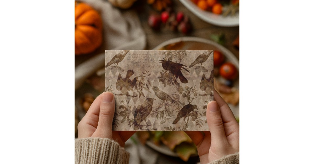 Vintage Goth Decoupage Crow Raven Postcard | Zazzle
