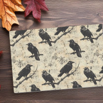 Vintage Goth Decoupage Crow Raven   Tissue Paper