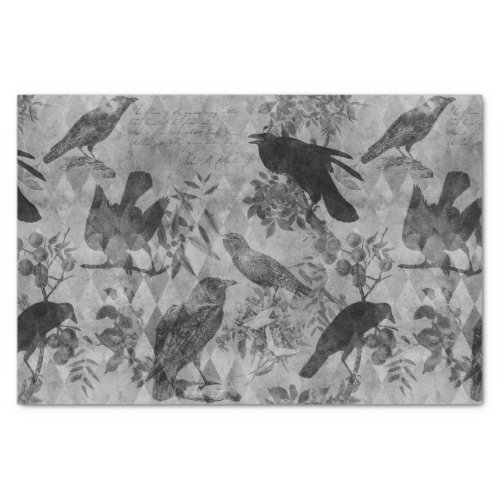 Vintage Goth Decoupage Crow Raven  Tissue Paper