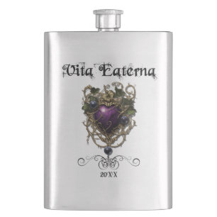 Vintage Goth Design Flask with Purple Art