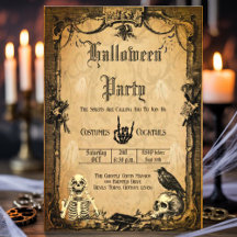 Vintage Goth Halloween Spooky Custom Invitation