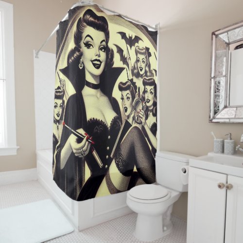 Vintage Goth Pin Up Girls Shower Curtain