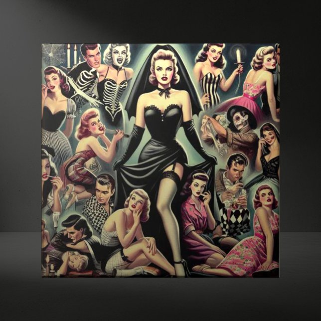 Vintage Goth Pin-Ups Ceramic Tile (Creator Uploaded)