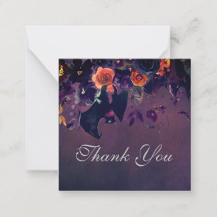 Vintage Goth Purple Dark Floral Square Note Card