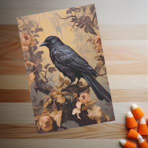 Vintage Goth Raven in a Rose Bush Gold Tissue Paper