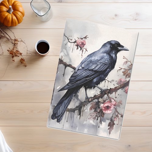 Vintage Goth Raven  Roses Watercolor Tissue Paper