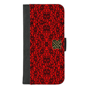 Vintage Goth Red with Black Lace Wallet Phone Case