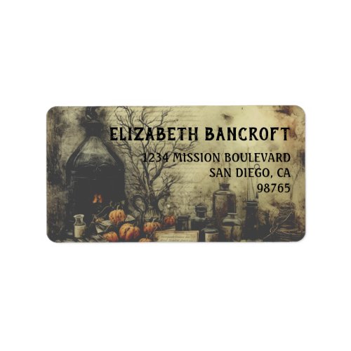 Vintage Goth Retro Halloween Custom Return Address Label