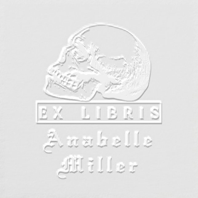 Vintage Goth Skull Medieval Script Library Book Embosser (Design)