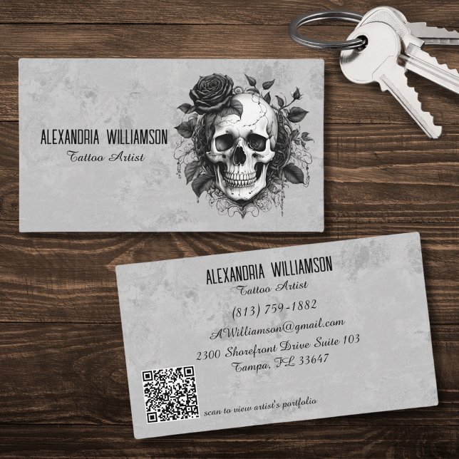 Vintage Goth Skull with Black Roses  Business Card (Creator Uploaded)