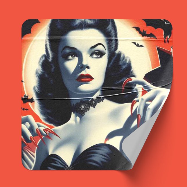 Vintage Goth Vampire Woman Square Sticker (Creator Uploaded)