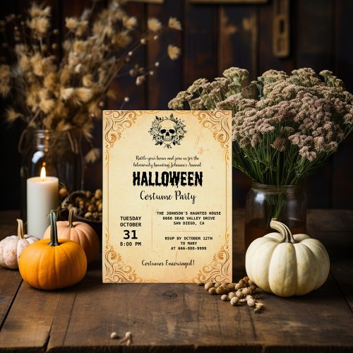 Vintage Gothic Adult Halloween Costume Party  Invitation